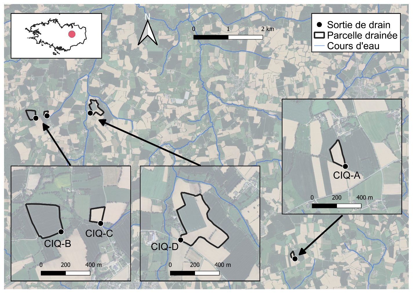 Figure 1. Localisation des parcelles étudiées